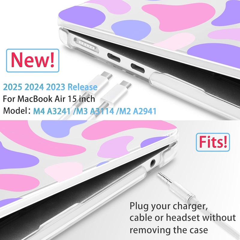 Mektron Designed for 2025/2024/2023 MacBook Air 15 INCH M4 A3241 /M3 A3114 /M2 A2941 Case, Printed Plastic Hard Shell Cover with 15.3" Liquid Retina Display Touch ID, Colorful Cow Leopard - Image 2